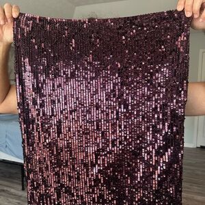 Ralph Lauren Black Label Sequin Holiday Pencil Skirt - Burgundy